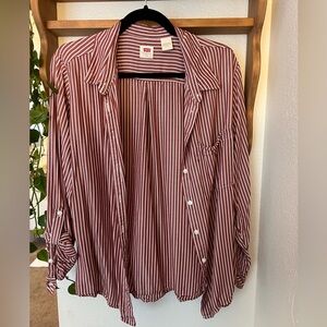 Levi's Burgundy and White Striped Shirt